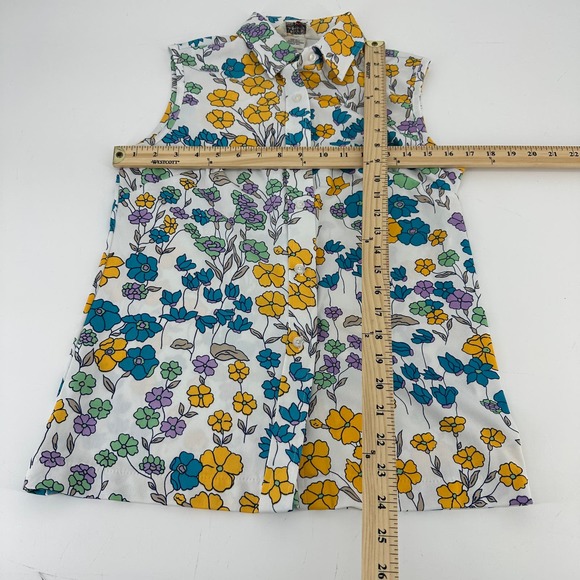 Vintage sears 70’s polyester tank top size 12 button collar floral - Picture 3 of 4
